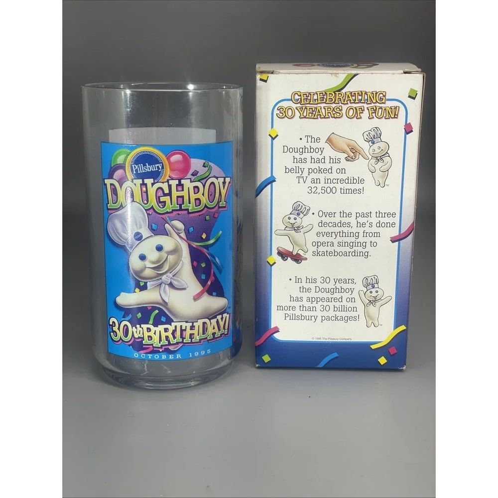 Pillsbury Doughboy 1995 Collector Plastic Glass 30th Anniversary/Birthday NIB